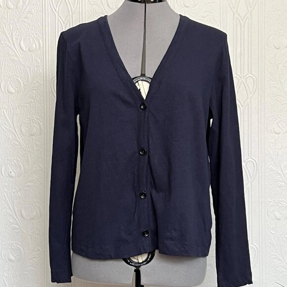 Never worn TOAST cotton hemp navy cardigan knit top size L Large (rather small) - Picture 1 of 3